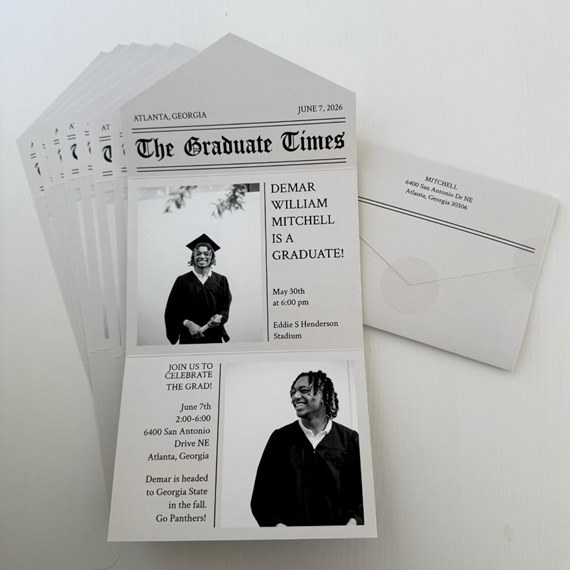 graduation invitation with photo placeholders and event details